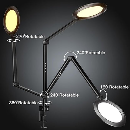 Desk Lamp LED with Remote Control, Desk Light for Video Conferencing, Zoom Light with Clamp, Adjustable Brightness & Color Temperature, Webcam Light, Keylight, Table Lamp - LeafyLoom