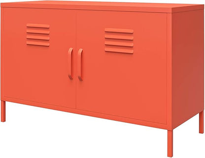 Novogratz Cache 2 Door Metal Locker Accent Storage Cabinet, Orange - LeafyLoom