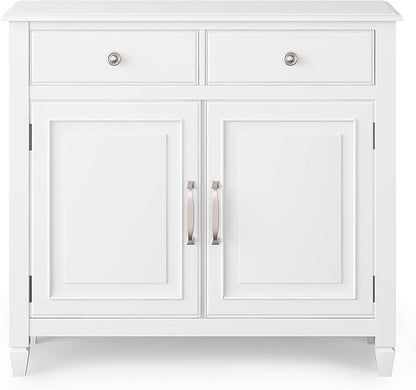 SIMPLIHOME Connaught SOLID WOOD 40 inch Wide Traditional Entryway Storage Cabinet in White for the Living Room, Entryway and Family Room - LeafyLoom