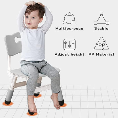 4 Piece Kids Chair Set 3 Levels Adjustable Stackable Kids Chairs Ideal for Playrooms, Schools, Daycares and Homes Washable and easy to clean Max weight 220LB(Grey 4Piece set) - LeafyLoom