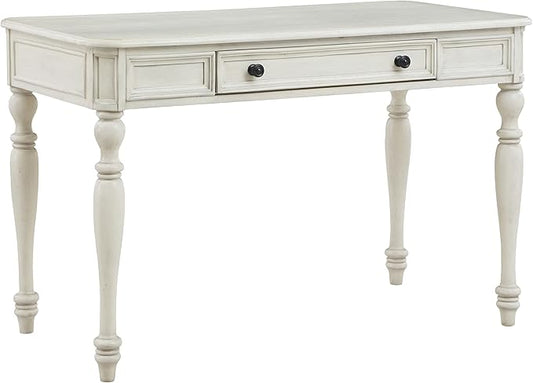 OSP Home Furnishings Country Meadows 48 Inch Writing Desk with Drawer, Antique White - LeafyLoom