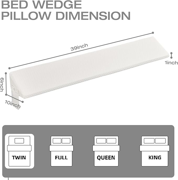 Twin Size Bed Wedge Pillow for Headboard Pillow Mattress Gap Filler Pillow(0"-8") Gaps Between Mattress and Wall College Dorm Bed Wedge Pillow Twin Bed White Bedside Pillow Mattress Space Filler - LeafyLoom