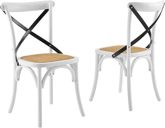 Modway Gear Side Set of 2, Two Dining Chairs, White Black - LeafyLoom