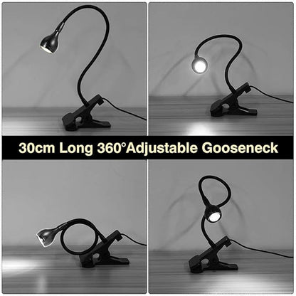 LED Desk Lamp, Ymiko USB Clip-on Reading Lights Eye Protection Book Clamp Light, 360 ° Flexible Gooseneck Clamp Lamp for Home Study Reading Kid's Room(Black) - LeafyLoom