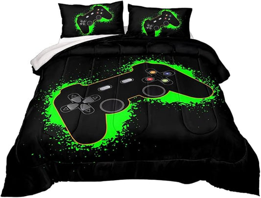 Gaming Comforter for Boys Teen,Game Contoller Bedding Set for Boys Kids,Down Alternative Comforter for All Season,Gamer Home Decor for Boys Comforter Set (Comforter-game38, Twin) - LeafyLoom