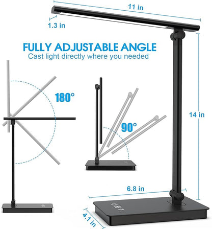 LED Desk Lamp for Home Office, Desk light Dimmable Eye-caring Reading with 5 Lighting & 5 Brightness Level, Table Light Touch Control Foldable Table Lamp for Bedside Office Study Reading Work - LeafyLoom