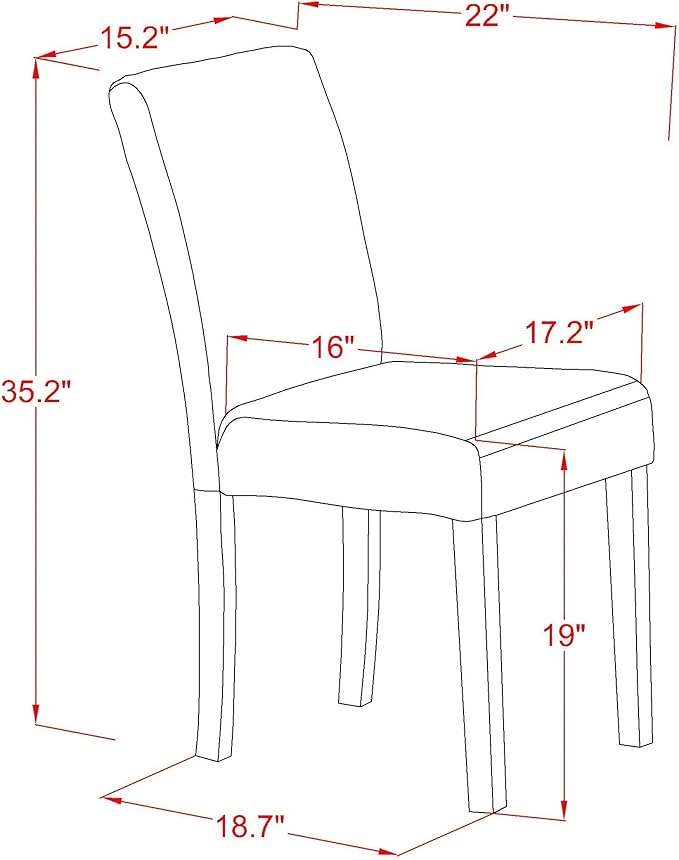 East West Furniture ANAB3-MAH-72 3 Piece Dinette Set for Small Spaces Contains a Round Kitchen Table with Pedestal and 2 Firebrick Red Faux Leather Parsons Chairs, 36x36 Inch - LeafyLoom