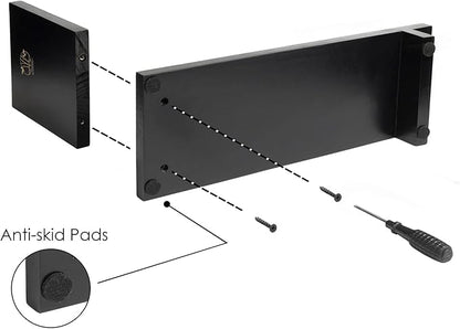 S&A WOODCRAFT Desktop Wood Bookshelf with Wooden Bookend, Desk Organizer Shelf and Display Rack with Book Ends, Storage Shelf Bookcase for Office, Home Decor, Kitchen Countertop, Black Pine - LeafyLoom