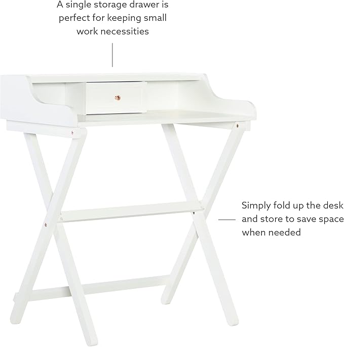 Linon Home Décor Mable White Folding Desk - LeafyLoom