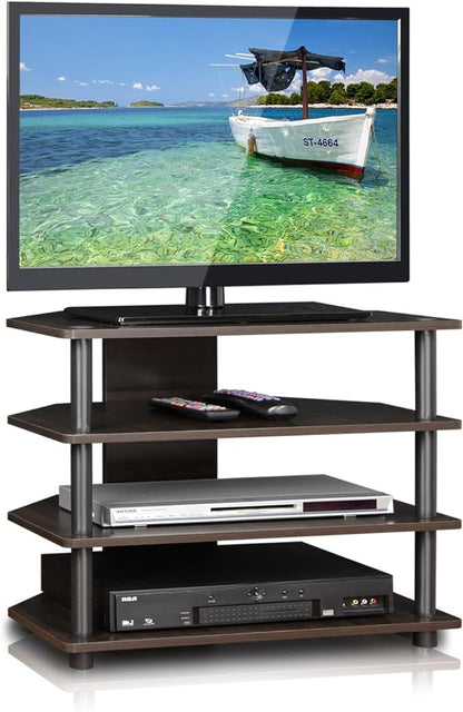 Furinno Turn-N-Tube Easy Assembly 4-Tier Petite Entertainment Center / TV Stand / TV Unit / TV Desk, Blackwood - LeafyLoom