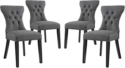 Modway Silhouette Modern Tufted Upholstered Fabric Parsons Four Dining Chairs in Gray - LeafyLoom