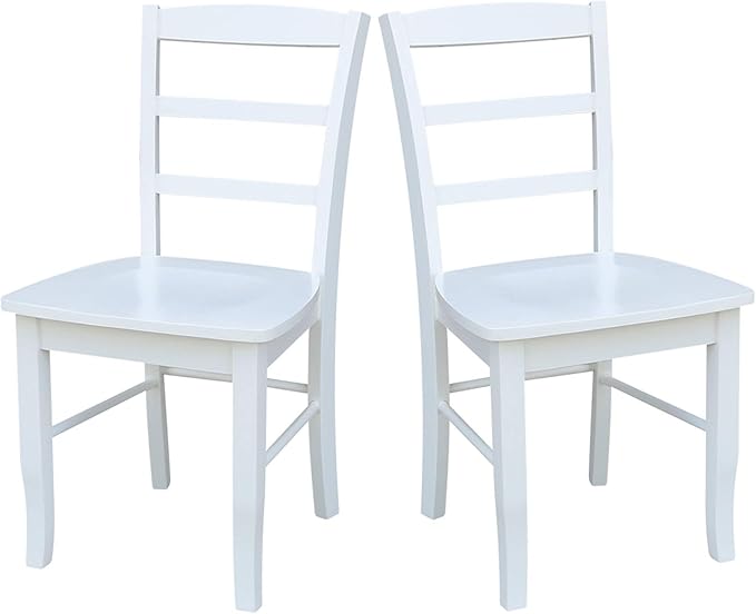 International Concepts Set of Two Madrid Ladderback Dining Chairs, White - LeafyLoom