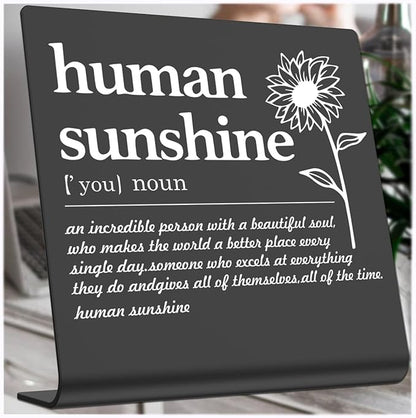 Human Sunshine Definition Desk Signs Funny Appreciation Gifts for Women Thank You Gift for Friends Teacher Coworker Doctor Nurse Gift for Mom Aunt Sister Sunshine Party Decorations (black) XLK13 - LeafyLoom