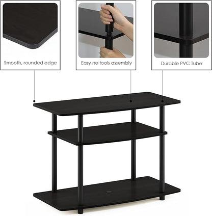 Furinno Turn-N-Tube No Tools 3-Tier Entertainment Center TV Stand for TV up to 32 Inch, Plastic Round Tubes, Espresso/black - LeafyLoom