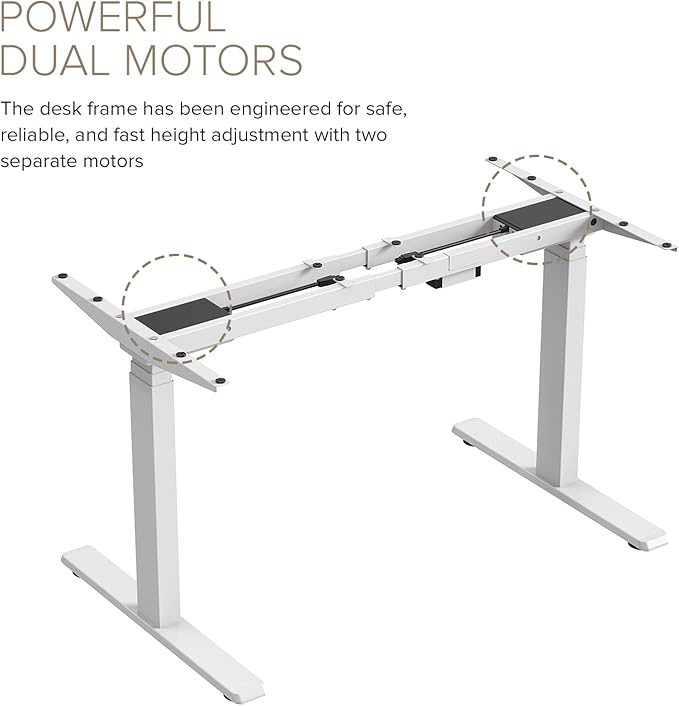 POUT TEKDEC Dual Motor 3-Stage Electric Adjustable Standing Computer Desk Base 24.4” - 51" Height for Home and Office (Black) - LeafyLoom