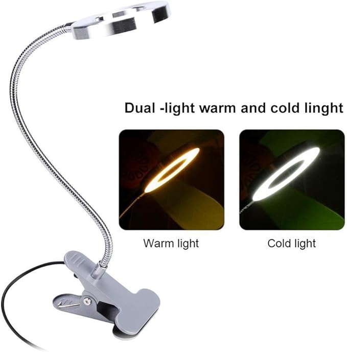 ZJchao Clip on Light, Makeup LED Lights USB Cosmetic Lamp Eyebrow Lip Beauty Salon Desktop Led Lights with Clip Reading Desk Light Book Light for Desk Bed Headboard Makeup - LeafyLoom