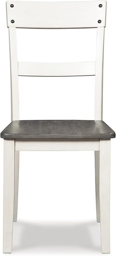 Signature Design by Ashley Nelling Modern Farmhouse 18" Weathered Dining Chair, Set of 2, White & Dark Brown - LeafyLoom