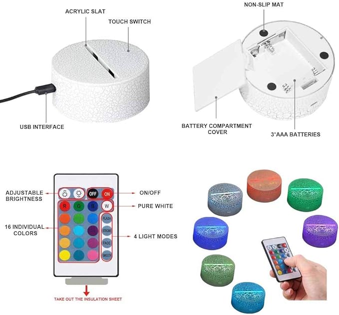 3D Sunflower Night Light USB Powered Touch Switch Remote Control LED Decor Optical Illusion 3D Lamp 7/16 Colors Changing Xmas Children Kids Toy Christmas Brithday Gift - LeafyLoom