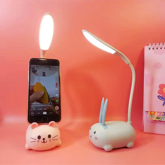 LED Desk Lamp，Mini Cat Night Light, Portable LED Table Light, Cute Foldable USB Rechargeable Reading Light Bedroom Children's Bedside Study (Green) - LeafyLoom