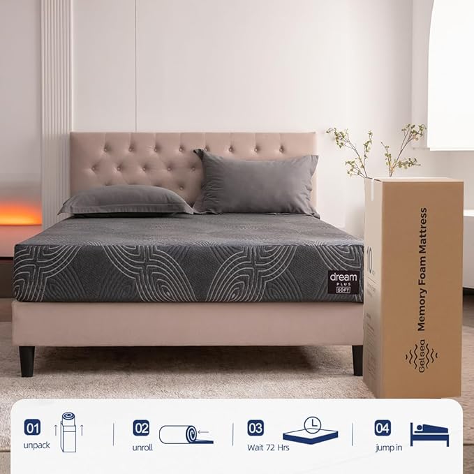 10 Inch Memory Foam Mattress in a Box,Cooling Gel Foam&Pressure Relief,Made in USA,CertiPUR-US Certified,Full Size Bed,75" X 54" X 10" - LeafyLoom