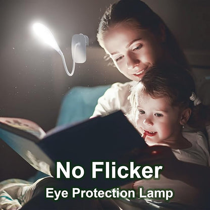 LED Desk Lamp Eye-caring Clamp Light Clamp Lamps Reading Lights with USB Port, 360°Flexible Gooseneck Bed Night Light (Include AC Power Plug) - LeafyLoom