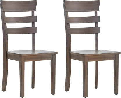 COLAMY Wooden Dining Chairs Set of 2, Ladder High Back Kitchen Side Chair, Armless Farmhouse Dining Room Chairs with Adjustable Foot Pegs, Light Brown - LeafyLoom