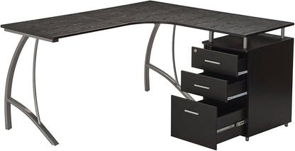 NicBex Laik-DW-00046-DX Desks, 59" W x 55" D x 30" H, Espresso - LeafyLoom