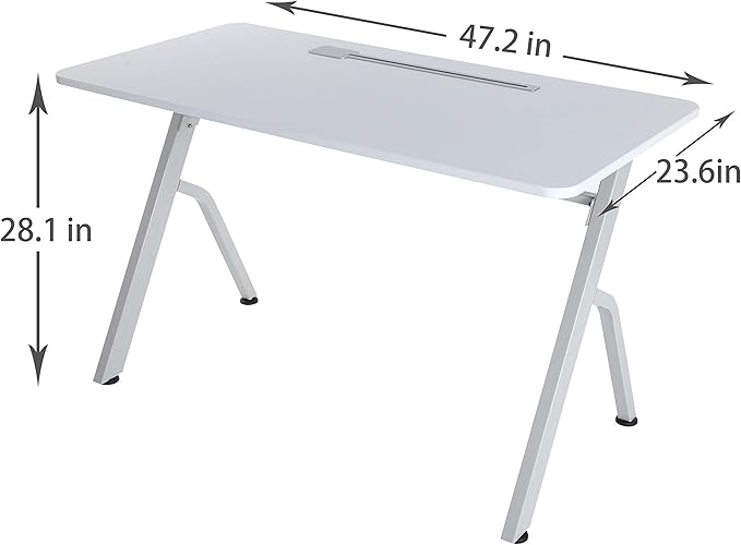 ApexDesk 47" Computer Desk, Modern Simple Style Desk for Home Office, Study Student Writing Desk - White - LeafyLoom