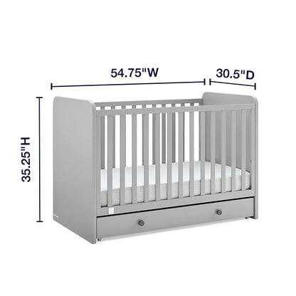 GAP babyGap Graham 4-in-1 Convertible Crib with Storage Drawer - Greenguard Gold Certified, Grey/Dark Grey - LeafyLoom