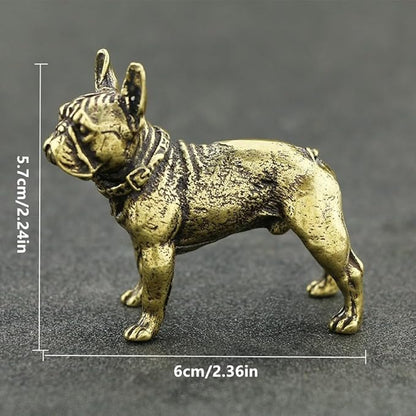 Vintage Solid Brass Miniature - Delicate Bulldog Desk Ornament for Pet Enthusiasts - Exquisite Collectible and Home Décor Accent（Bulldog） - LeafyLoom