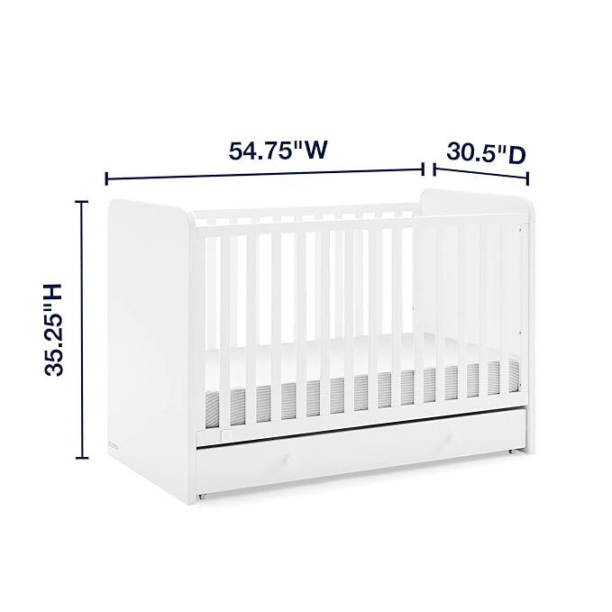 Delta Children babyGap Graham 4-in-1 Convertible Crib with Storage Drawer + Brannan Bear Bookcase with Bins + Brannan Bear Wall Shelf with 4 Hooks, Bianca White (Bundle) - LeafyLoom