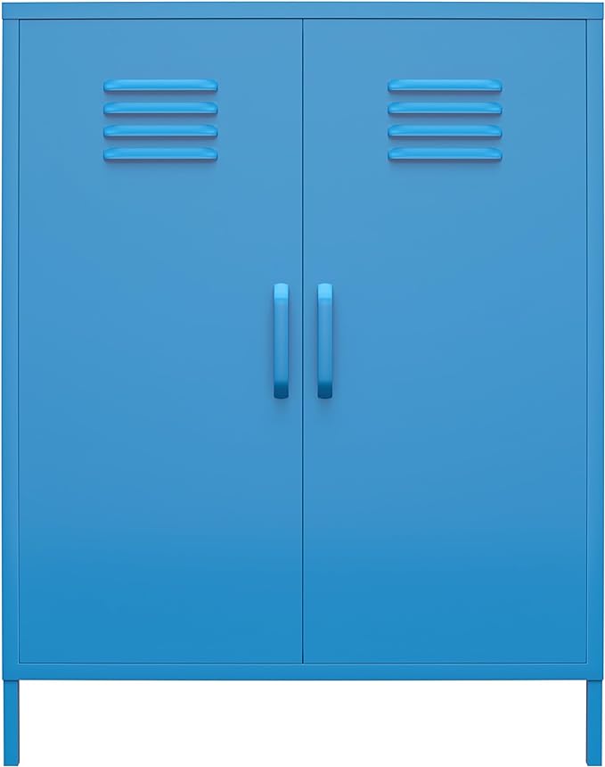 Novogratz Cache 2 Door Metal Locker Storage, Blue Cabinet - LeafyLoom