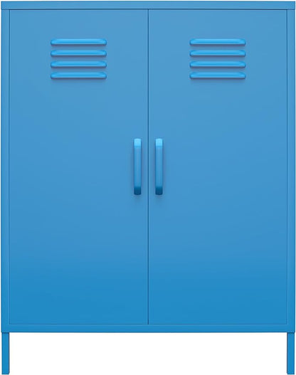 Novogratz Cache 2 Door Metal Locker Storage, Blue Cabinet - LeafyLoom