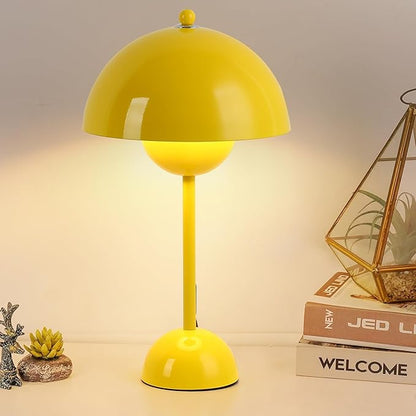 COSYLUX Modern Small Table Lamp for Bedroom, Cute Dome Shade Reflecting Light Reading Lamp for Living Room, Kid's Room, Study, Office, Beside Bedside Nightstand Desk Lamp(Yellow) - LeafyLoom