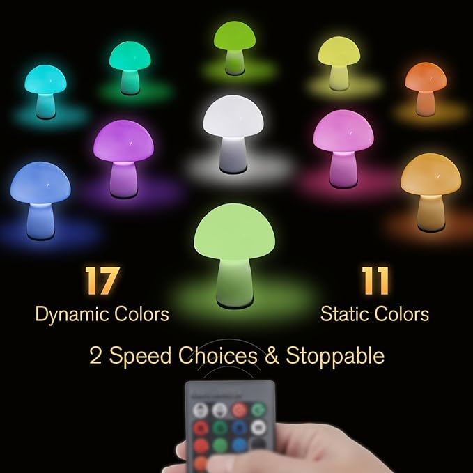 Milk White Mushroom lamp, Murano style retro design,Glass desk lamp with RGB 16 Color gradient dimmable LED bulbs, bedroom bedside bedside lamp, perfect home decoration.(LED Bulb Included) - LeafyLoom