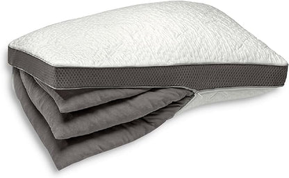 Sleep Number ComfortFit Bed Pillow Ultimate (King) - for All Sleep Positions w/Removable Inserts - Memory Foam & Down Alternative, Hotel Quality - LeafyLoom