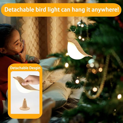 Bird Small Desk Lamp, Night Light for Bedroom, Cordless Table Lamp with 3 Color Temperature and Touch Sensor, Rechargeable Bedside lamp - LeafyLoom