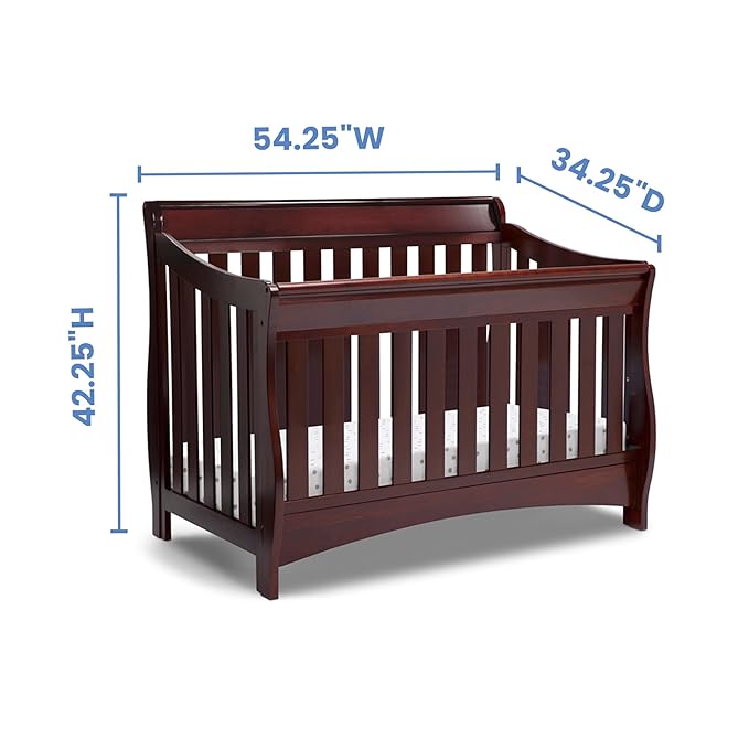 Delta Children Bentley S Series 4-in-1 Crib, Black Cherry Espresso + Serta Perfect Slumber Dual Sided Recycled Fiber Core Crib and Toddler Mattress (Bundle) - LeafyLoom