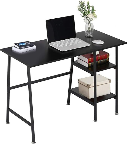 VECELO 43 Inch Computer Modern Student Writing home-office, Ladder Desk, Black - LeafyLoom