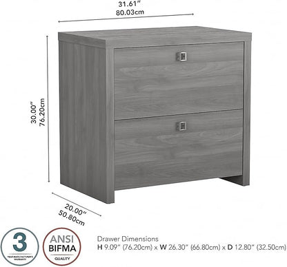 Office by kathy ireland Echo 2-Drawer Lateral File Cabinet, Letter/Legal, Modern Gray, 32-inch (KI60402-03) - LeafyLoom