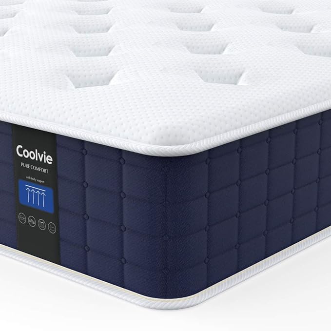 Coolvie King Mattress, 10 Inch King Size Hybrid Mattress, Individual Pocket Springs with Memory Foam, Bed in in a Box, Cooler Sleep with Pressure Relief and Support - LeafyLoom