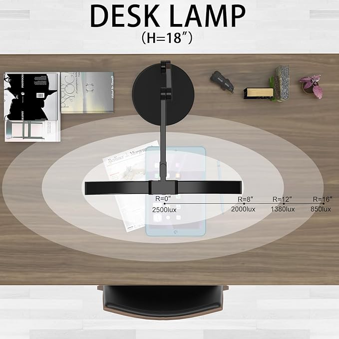 Led Desk Lamp for Home Office, Architect Curved Desk Lamp with Base Bright 1000LM Adjustable Desk Light Dimmable Touch Tall Table Light with 3 Rotatable Joints for Computer Workbench - LeafyLoom