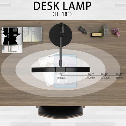 Led Desk Lamp for Home Office, Architect Curved Desk Lamp with Base Bright 1000LM Adjustable Desk Light Dimmable Touch Tall Table Light with 3 Rotatable Joints for Computer Workbench - LeafyLoom