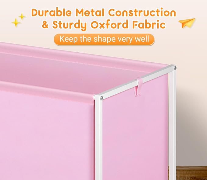 MISSLO Large Kids Toy Box for Girls with Wheels Toy Chest for Toddlers Toy Storage Organizer Big Toy Bin, 124L, Pink - LeafyLoom