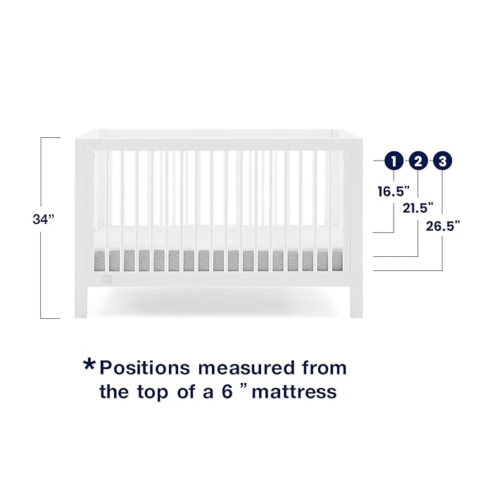 GAP babyGap Charlie 6-in-1 Convertible Crib - Greenguard Gold Certified, Bianca White - LeafyLoom