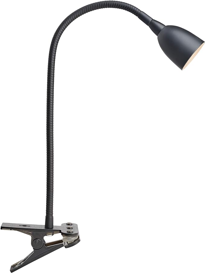 Newhouse Lighting NHCLP-OL-BK Olivia LED Clamp Light Desk Lamp with Flexible Gooseneck, 3 Brightness Levels & 3 Color Modes, Black - LeafyLoom