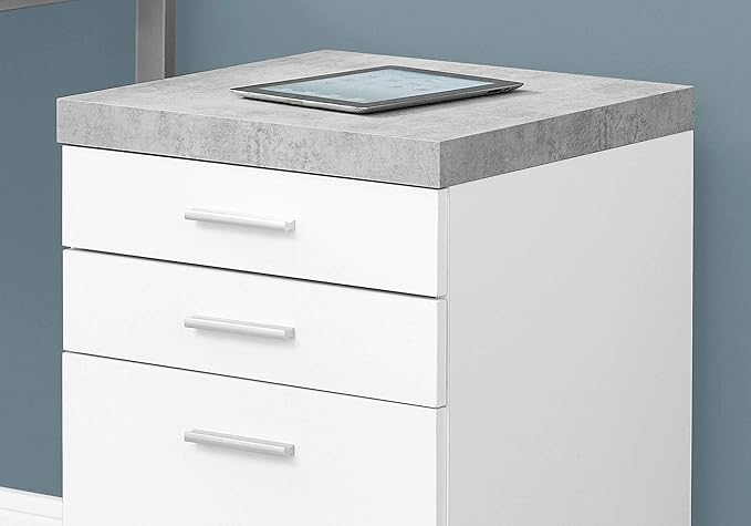 Monarch Specialties I 7051 File Cabinet, Rolling Mobile, Storage Drawers, Printer Stand, Office, Work, Laminate, Grey, White, Contemporary, Modern - LeafyLoom