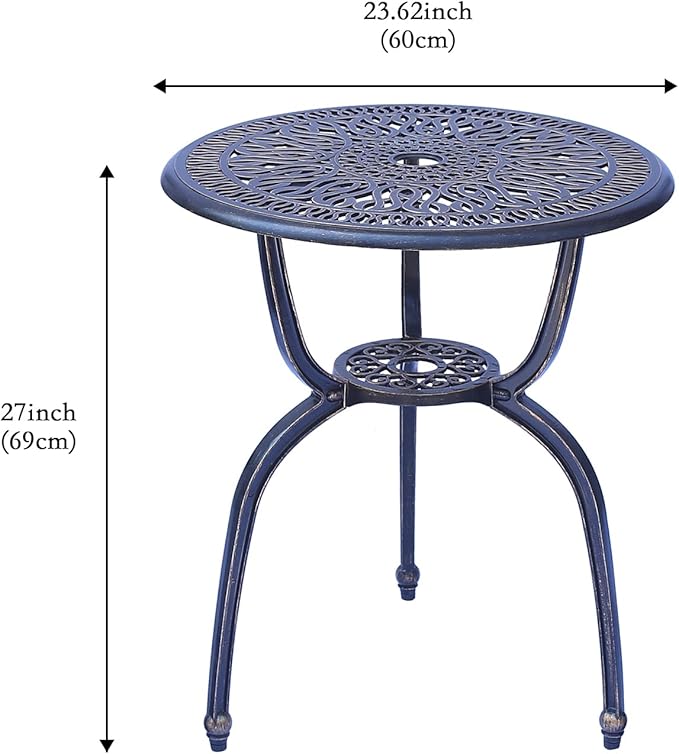 C/G 3 Piece Bistro Set,Outdoor Patio Set,Anti-Rust Cast Aluminum Bistro Table Set for Park Yard Front Porch Furniture(Antique Copper) - LeafyLoom