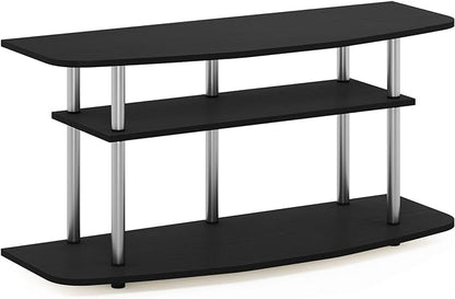 Furinno Frans Turn-N-Tube TV Stand for TV Size up to 43 Inch, 3-Tier, Black Oak - LeafyLoom