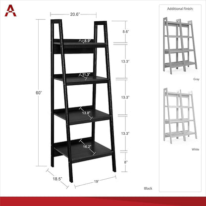 Ameriwood Home Lawrence 4 Shelf Ladder Bookcase Bundle, Black - LeafyLoom